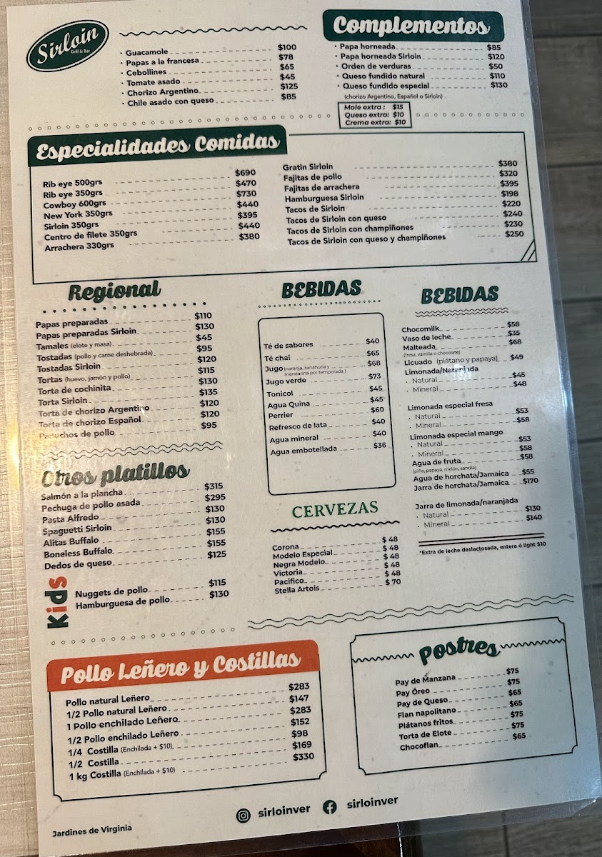 Sirloin Restaurante Menu - Image 2