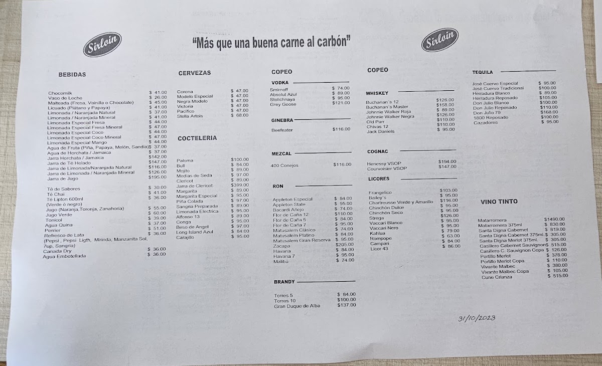 Sirloin Restaurante Menu - Image 3